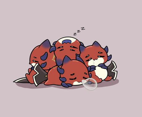 illustration of ruzaders taking a nap together